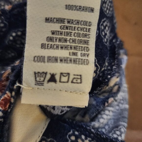 American Rag Maxi Skirt Women’s M – Boho Patchwork Floral Print Navy Blue - Picture 7 of 7